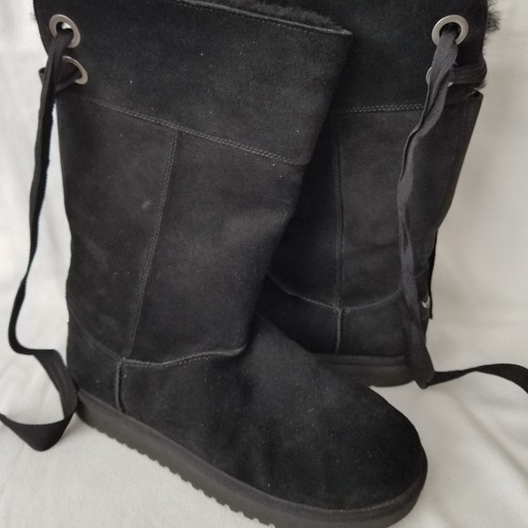 KOOLABURRA BY UGG Boots WOMENS 9 BLACK SUEDE 1105791 ANDRAH Shearling Lined - Picture 1 of 9